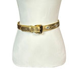 Liz Claiborne Vintage Statement Belt Gold Size Medium Faux Leather Retro Diamond Photo 9