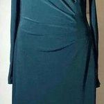 Lauren Ralph Lauren Ruched long sleeve Hunter green cocktail midi dress size 8 Photo 0
