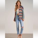 Elan  Nara Crochet Blue Pink Multicolor Sweater Cardigan NWT Photo 1