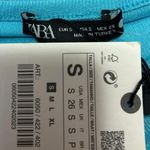 ZARA NEW Blue Ribbed Knit Long Sleeve Button Down Crop Cardigan Sweater Top S Photo 2