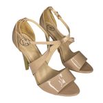 Missguided  𖧷 Cross Strap Stiletto Heels Sandals 𖧷 Nude Vegan Patent Leather Photo 8