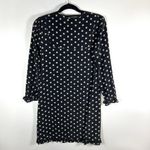 J.Crew Collection 100% Silk Black Star Print Ruffle Trim Long Sleeve Dress Sz 2 Photo 6