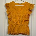 New York & Company NY&CO Orange Ruffled Eyelet Buttoned Blouse Large EUC #CA2417 Photo 1