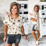 Umgee ‎ Tiger Stars Short Sleeve Slouchy Tee Size Small Photo 8