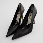 ZARA Leather High Heels Shoes with Gold Chain Photo 0