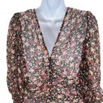 Anthropologie byTimo Ditsy Floral Print Chiffon Flounce Ruched Mini Dress Long Sleeve XS Photo 10