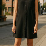 ALLSAINTS  Silk Sleeveless Button Down Dress‎ Shirt Womens US 2 Black Photo 0