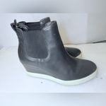 Ralph Lauren Boots Womens 8.5 B Reade Wedge Heels Chelsea Pull On Black Leather Photo 4