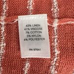 J. Jill Sweater Womens Large Orange‎ White Stripe Linen Blend Lightweight Casual Orange Photo 7