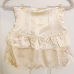 Japanese Cream Ivory Satin Soft Corset Scalloped Layered Mini Skirt White Size XS Photo 8