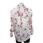 Candie's  Long Sleeve Pink, Purple, Green Burgundy Floral Size M Button-Up Blouse Photo 3