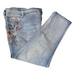 Boutique Women 22W Ankle Light Wash Floral Embroidered Jeans Feminine Streetwear Blue Photo 7