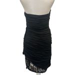 Victor Costa Vintage 1980s Black Ruched Strapless Lace Hem Gothic Cocktail Sz 6 Photo 3