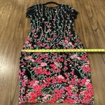 VONE Black Pink lace brocade Shortsleeve embroidered Floral Arlan Midi Dress 10 Photo 6