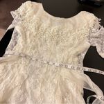 Scott McClintock Vintage lace ivory wedding dress organza silk crochet detail, S Photo 7