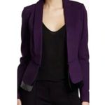 Laundry by Shelli Segal Faux Leather Trim Peplum Jacket Plum Purple Black Blazer Photo 2