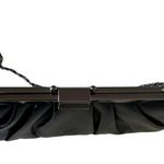 Gunne Sax  Black Pleated Leather Evening Clutch With Silver Chain Photo 1