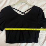 SheIn New  Solid Black Criss Cross Back Gothic Y2K Crop T-Shirt Size Medium Photo 8