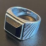 Casual black resin S925 silver ring size 7.5 Photo 2