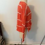 Carve Designs Kirby Cardigan Sweater in Coral & White Stripes Size Small Photo 4