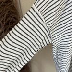 ATM silk wool cashmere blend black and white striped v neck sweater Size L Photo 6
