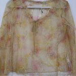 Free People  Intimately Postcard From Paris Long Sleeve Top M Yellow Floral Lace Photo 11