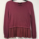 Loft  Sweater Womens XS Petite Maroon Stretch Romantic Workwear Preppy Academia Photo 0