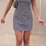 ZARA  Gingham Puff Sleeve Mini Dress black and white size large Photo 0