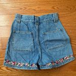 Chazzz Denim Shorts with Floral Embroidery Size 3 Blue Photo 4