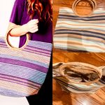 Blue Miami NWT Straw Bag SUPER BOHO Multicolor Stripe Beach/Pool/Shop tote bag Multiple Photo 1