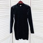 H&M ‎ Velvet Studded Mock Neck Sheath Dress Black Small Long Sleeve Photo 8