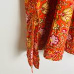 dRA Anthropologie orange and floral block print caftan midi dress. Size Small Photo 4