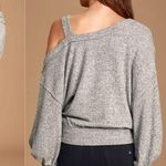 Free People Flaunt It Heather Grey One Shoulder Sweater Top Photo 0