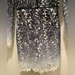 "Lilac Shade" Navy Blue Ombre Crochet Lace Overlay Backless Bodycon Fitted Dress Photo 2