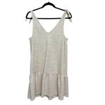 Loft  Bow Strap Button Front Drop Waist Mini Dress Ivory Rainbow - Size S Photo 4