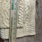Aran Crafts Cardigan Sweater Medium Soft Yellow Merino Wool Knit Irish Fisherman Photo 5