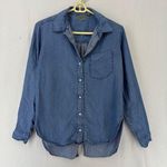 Athleta  Shirt Bootjack Chambray ButtonUp Denim Split Back Top Woman’s XS Blue Photo 0