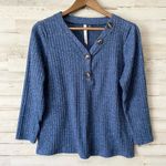 Ny Collection Knit Blue Ribbed Top XL Photo 0