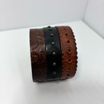 Diesel Vintage Brown Embossed Leather and metal bracelet, one size-fits most Photo 10