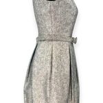 White House | Black Market WHBM | 0 | Sparkle Cocktail Dress Belted Fit Flare Sleeveless Metallic Silver Photo 4