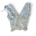 Laundry by Shelli Segal Y2k Baby Blue Silk Floral Ruched Crop Top - Size 0 Photo 1