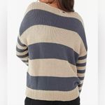 O'Neill Sweater Womens Size L Blue Cream Stripe Crochet Y2K Beachy Coastal Boho Photo 2