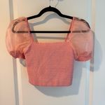 Alice + Olivia  Eliana Pink Sheer Sleeve Smocked Crop Top | XS Photo 3