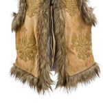 Anthropologie Sundance Lotus Blossom Goat Suede Leather Fur Vest Vintage Tan Photo 6