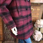 Coach RED & BLACK PLAID WOOL & ALPACA BLEND OVERSIZED MOHAIR COAT (S) Photo 9