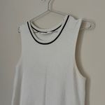 Athleta  On the Town Cream with Black Trim Ribbed Knit Sweater Tunic Top Size M Photo 5