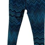 prAna Roxanne Chevron Printed Capri Leggings Blue Green Print Fitted Size Small Photo 3