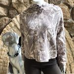 Lovestitch  Leaf Print Camo Cropped Hooded Pink Gray Sweatshirt Women's Small Photo 1