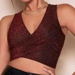 New Women’s Red Sparkly Crop Top Club Rave Size XS NWT Black Photo 0