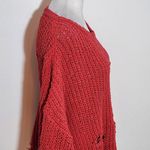 White Birch  Distressed Red Knit Sweater Size Medium Red Chunky Knit Sweater Photo 5